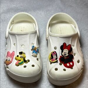 CROCS Kids White Slippers with Cartoon Charms